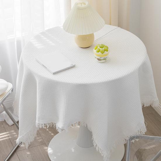 Tablecloth Tassel Design Heat Resistant Breathable Washable Non Pilling Non-slip Table Cover for Dining Room