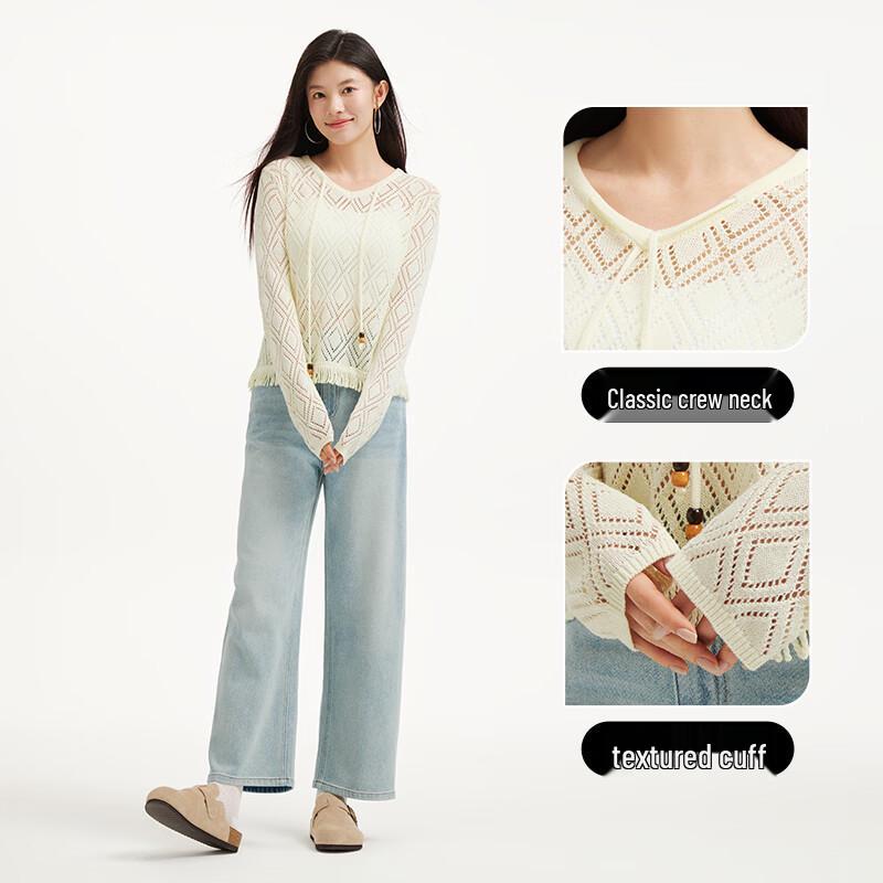 Hotwind Women's Tassel Hollow-out Knit Top
