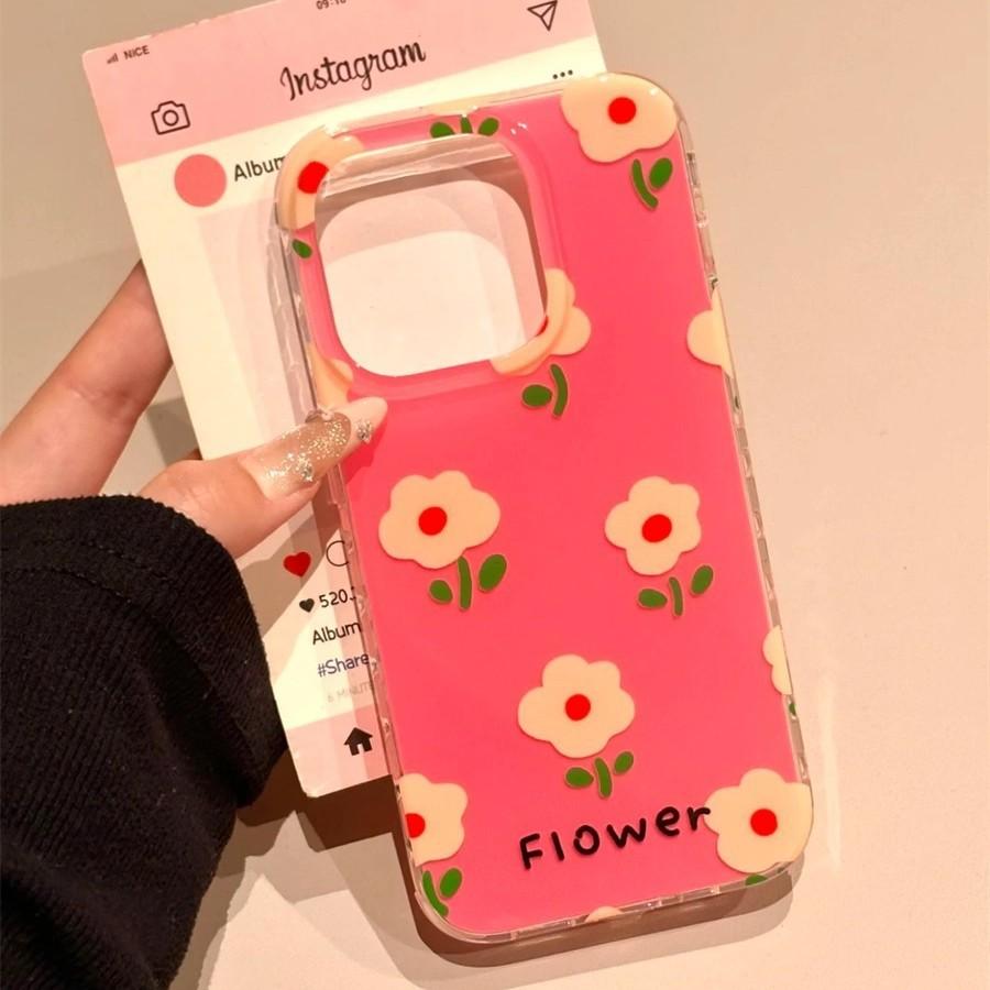 Fiori Rossi Singolo Strato per Custodia Telefono iPhone 16pomax per Apple 15pr 14 Nuovo Modello 13 Cartone Animato 12
