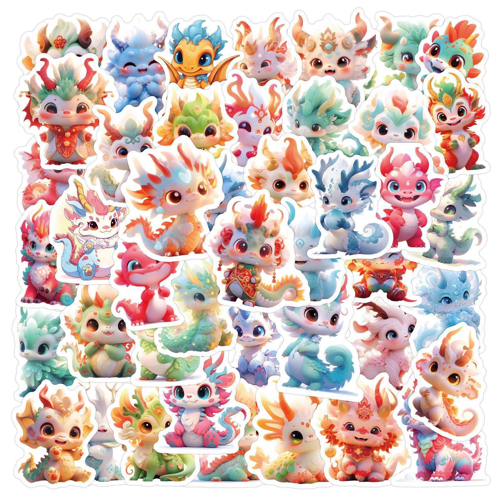 60 Popular Cartoon Dragon Stickers: Baby Year of the Dragon & Personality Graffiti Decor