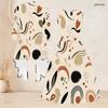 Women Plus Size Off White Printed Two Piece Set Sleeveless Round Neck Tie Waist Flare Dress And Long Sleeve Open Cardigan