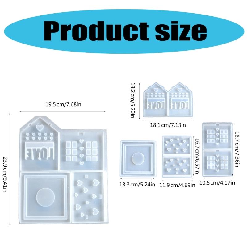 Valentins Day Silicone House Ornament Making Mold for Candle and Night Lights with Heart and House Designs