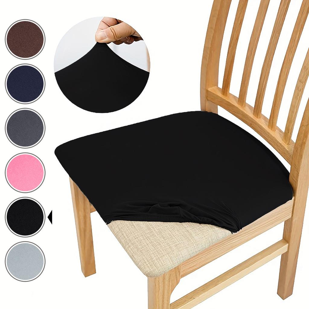 1/4/6pcs Solid Color Elastic Dustproof Simple Modern Chair Cushion Cover Four Season Universal Chair Cushion Protective Cover