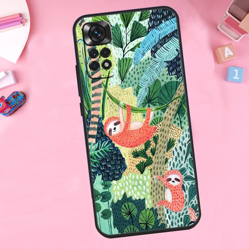 Cute Cartoon Sloth Leopard For Xiaomi Redmi Note 14 13 10 11 12 15 Pro Plus Phone Case For Redmi 15C 13C 12C 10C 14C 15