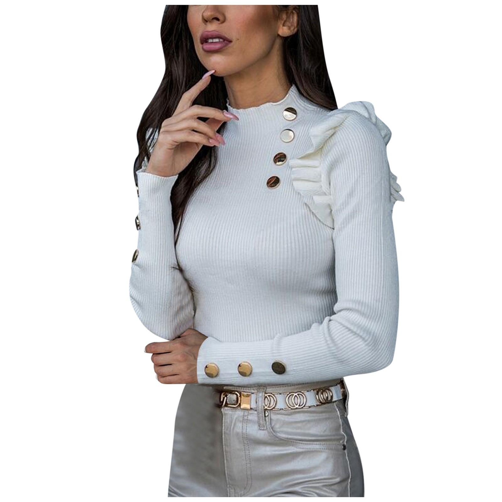 

Женская рубашка с длинными рукавами, тонкая рубашка с рюшами и пуговицами, верхняя блузка XL белый