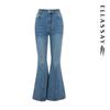 ELLASSAY Women's Washed High-Waist Flare Jeans