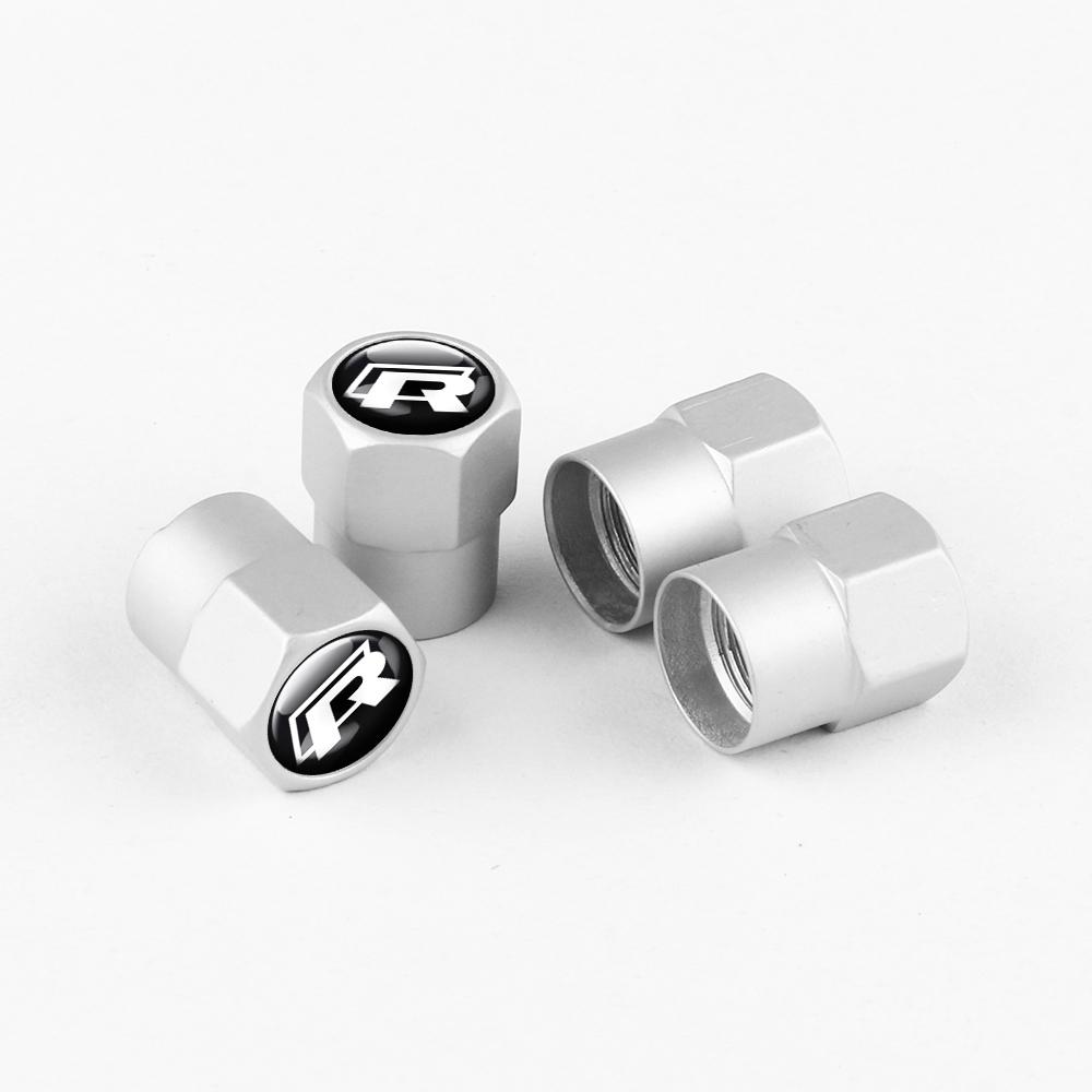 4PCS Car Wheel Tire Valve Caps Stem Cover For Volkswagen Polo Sharan Golf Scirocco Touran Touareg Rline Jetta Tcross Tiguan GTI