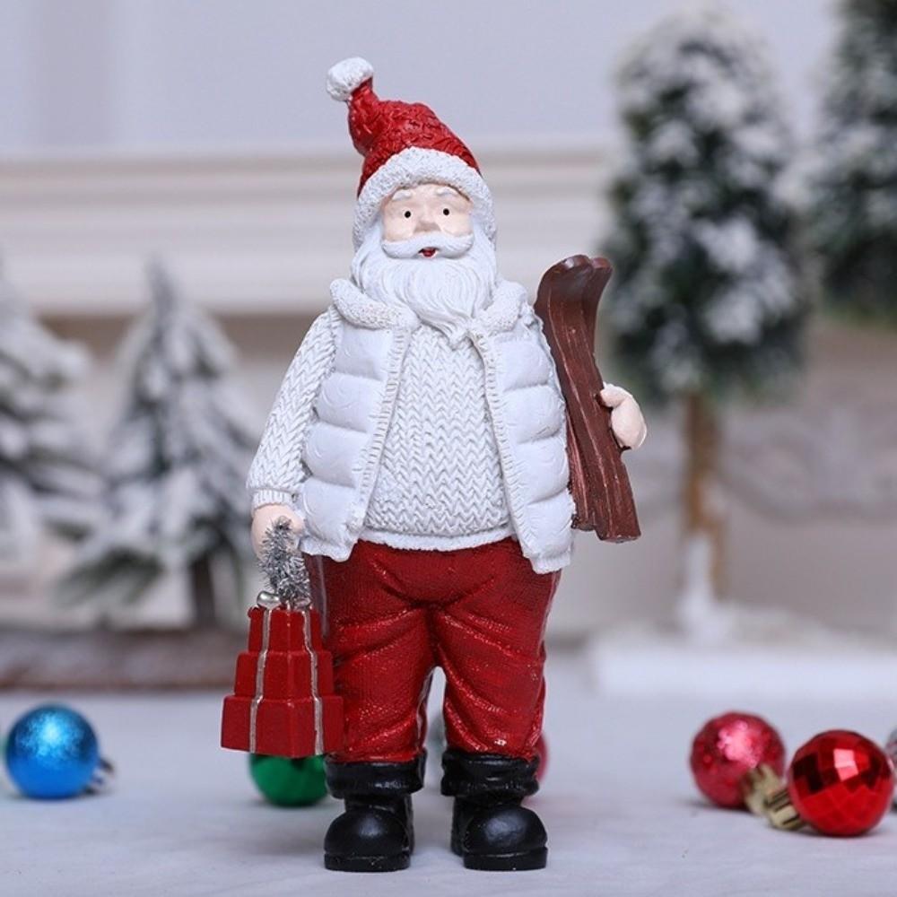 Resin Christmas Figurine Standing Holiday Santa Statue Santa Claus Ornaments  Home Decor