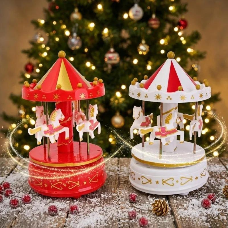 Carousel Music Box Cake Decorative Ornament Hand Craft Romantic Gift Carousel Music Box Chtistmas Tabletop Decoration Supplies
