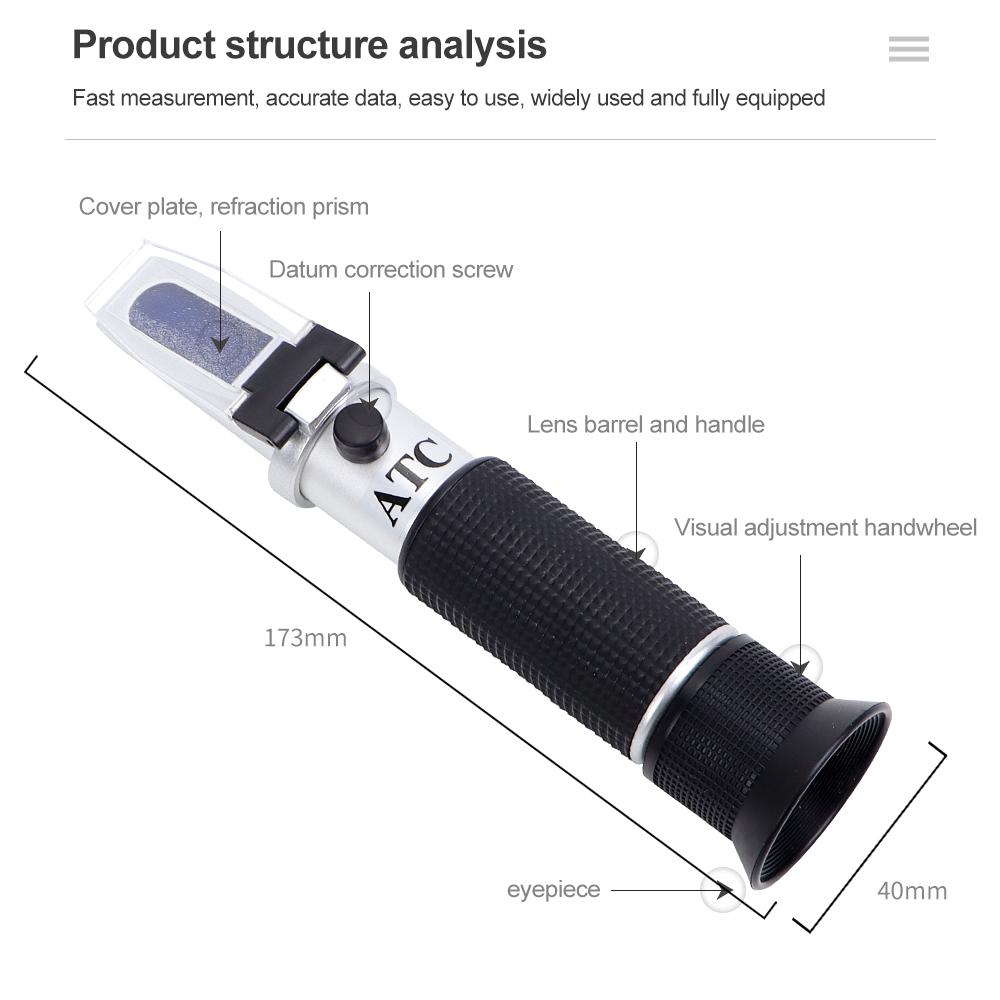 Handheld Fruit Wine Refractometer 0 - 140°OE 3 in 1 Grape & Alcohol Wine Refractometer Wine Sugar Concent Meter 0-32%Brix Tester