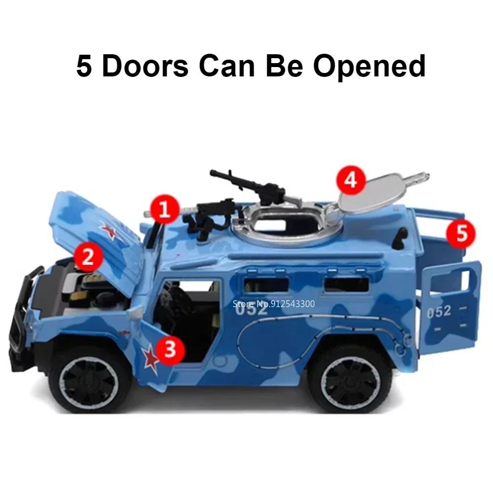 1:32 Knight Xv Navy Alloy Car Model Toy Light Music Pull Back Doors Opened Explosion-Proof Vehicle Models Birthday Gifts For Kid