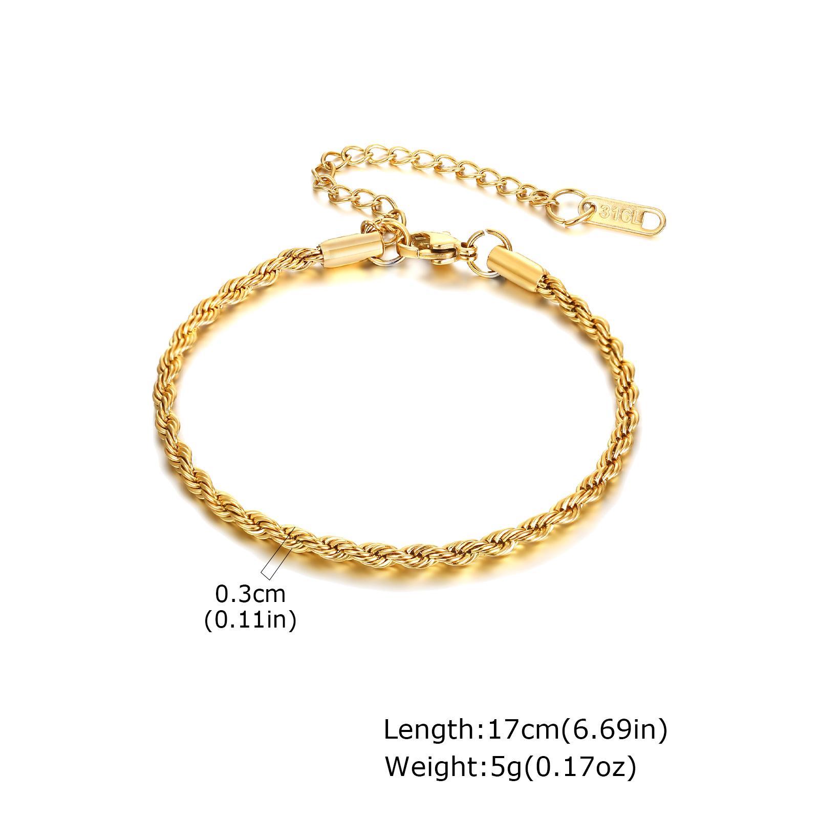

Minimalist Stackable Chain Bracelet for Women, 18K Gold Plated Stainless Steel, Waterproof Non Tarnish Dainty Jewelry Gift