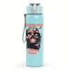 1PC Retro red masked figure band print 750ml colorful plastic sports water bottle leakproof pop up lid with straw for outdoor work home use