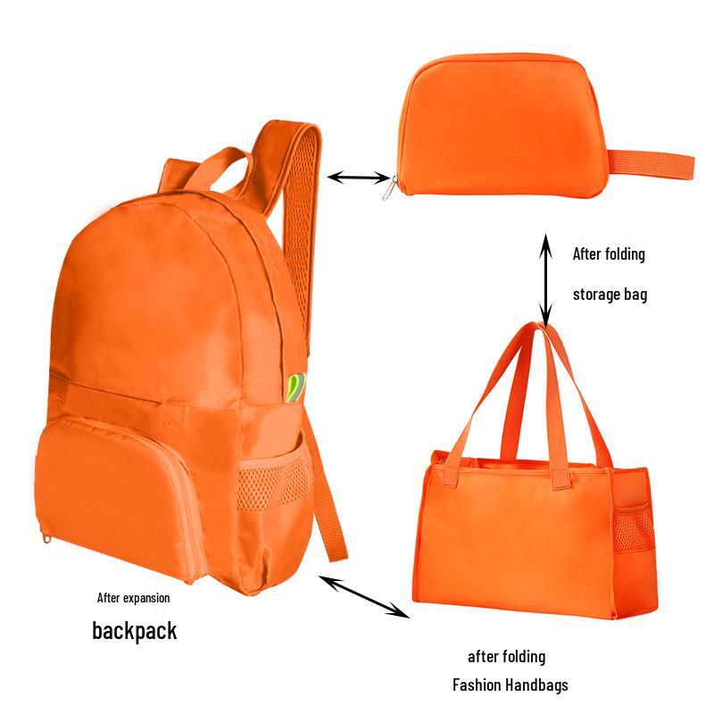 

Легкий складной рюкзак для походов и коротких поездок - двойное использование в качестве дорожной или маминой сумки оранжевый