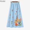 ZANZEA Women Casual Elastic Waist Loose Summer Floral Skirts