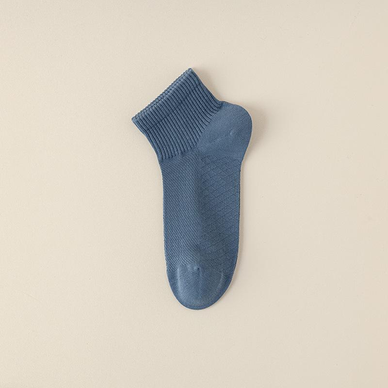 Men's Short Socks for Spring and Summer, Thin Pure Cotton Sports, Anti-odor, Sweat-absorbing, Mesh Breathable, Black Men's Shallow Mouth Boat Socks