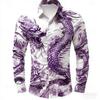 multicolour Dragon Men's Long Sleeve Shirt Button Fashion Casual Shirt Vacation Everyday Spring Lapel 3D Printed Men's Clothing