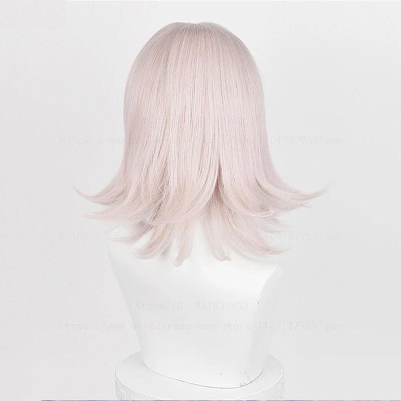 High Quality Nanami ChiaKi Cosplay Wig Short Gray Pink Scalp Heat Resistant Synthetic Hair Halloween Party Anime Wigs + Wig Cap