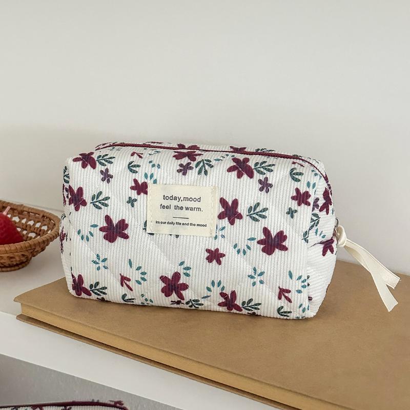 

Trendy Sweet Flower Corduroy Cosmetic Handbag Ladies Makeup Bag Large Capacity Storage Bag Travel Toiletry Pouch For Women Gifts