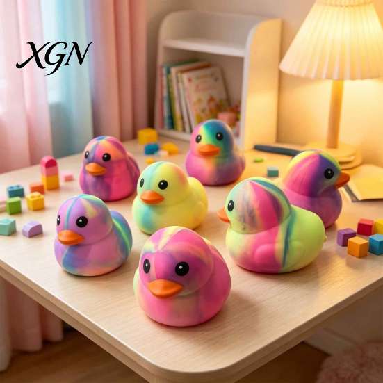 Gradient Duck Stress Relievers Rainbow Relief Toy, Slow Rise Colorful Squeeze Toy Soft Sensory Fidget Desk