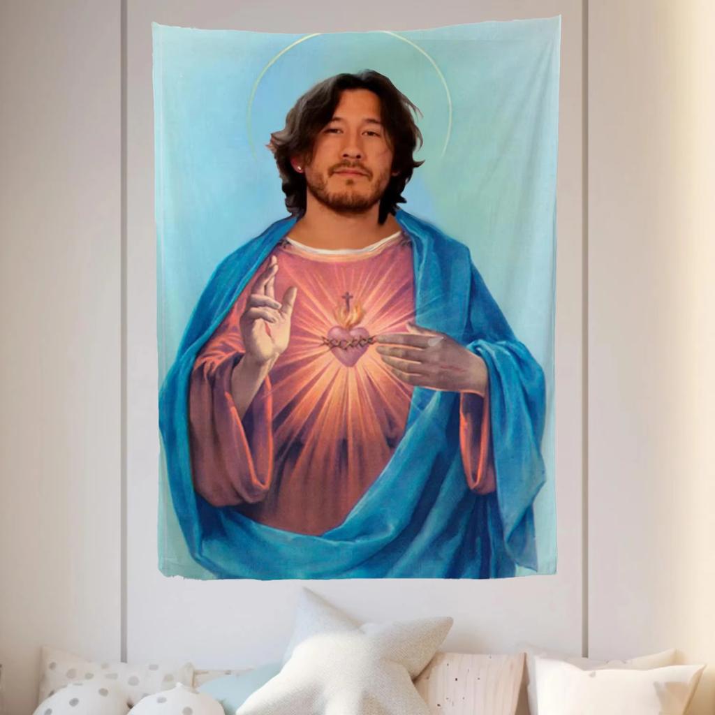 Markiplier Sacred Heart Tapestry Made of Polyester with Single Side 2D Print for Bedroom Dorm Living Room Decor Peaceful Gift