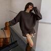 Pull Uni Manches Longues Col Rond Style Décontracté pour Femme