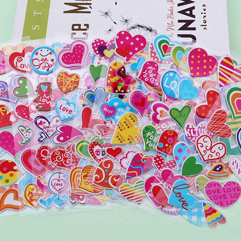 6/12/24pcs 3D Bubble Stickers Heart Sticker Design Children Sticker Toys Reusable for Kids Birthday Christmas New Year Gift TMZ