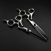 6.0" Glossy Shin-gyosha Curved Handle Hairdressing Scissors: Barber, Straight, Serrated, Thinning Scissors