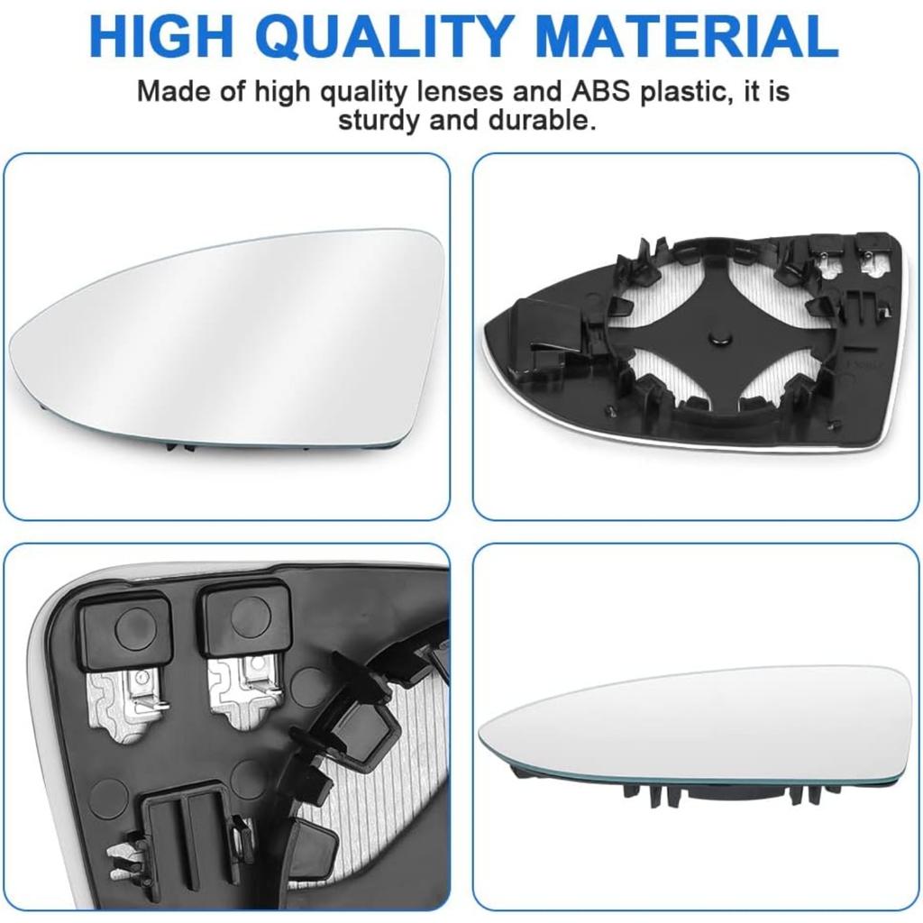 Fit for VW Golf MK7 2013-2020 Wing Mirror Glass, Left Heated Wing Mirror Glass Replacement, Convex Clear Passenger Side Heated Aspherical