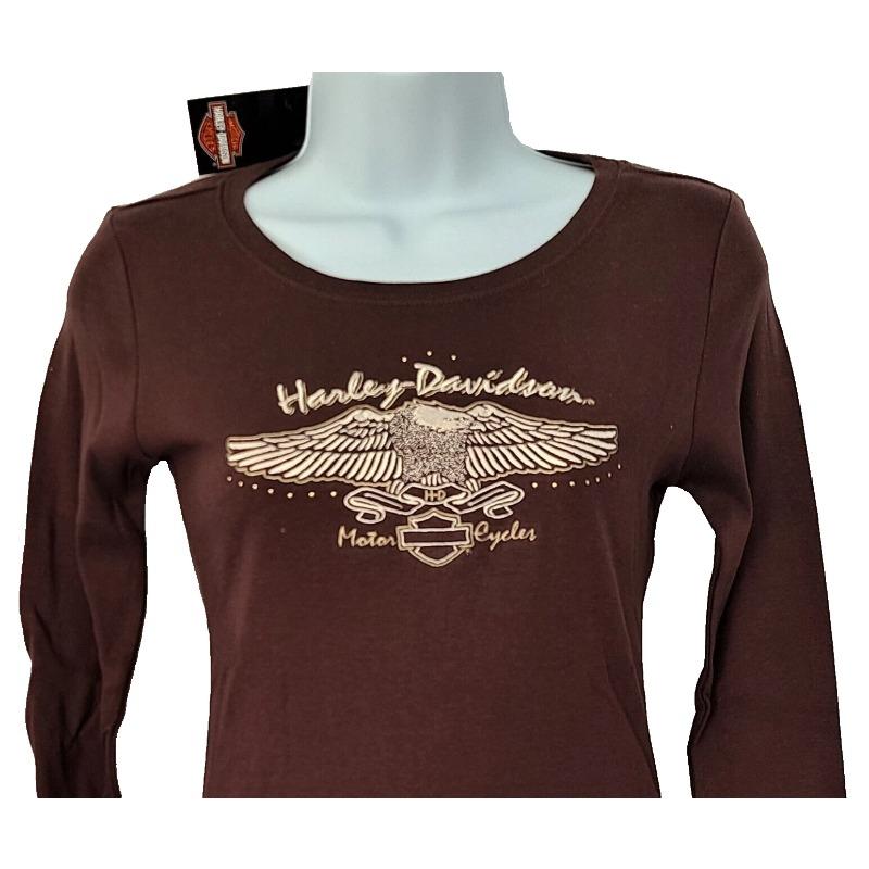 HARLEY DAVIDSON Hemd Braun Bestickter Adler Nieten STRETCH