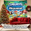 Custom Name Personalized Blue Smurfs Print Tapestry, Wall Art Decor, Bedroom, Dorm, Apartment, LivingRoom, Party Backdrop, Gift for Birthday