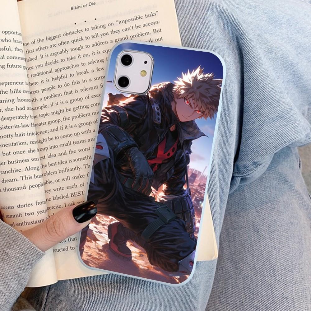 Cartoon B-Bakugo K-Katsuki Phone Case For IPhone 14 11 12 13 Mini Pro Xs Max 8 7 6 6S Plus X XR Solid Candy Color Case