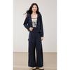 Women's Autumn Workwear-Inspired Sportswear Set: Cropped Jacket & Wide-Leg Pants