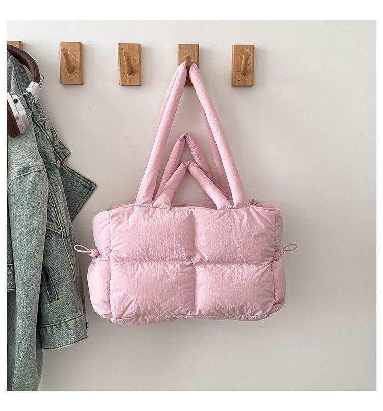 Spring solid color zipper puff lightweight color women's bag shoulder cross