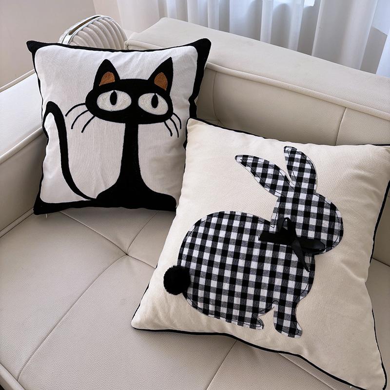 Living Room Sofa Pillow Cushion Black And White Chess Board Simple Pillow Sample Room Pillow Cover Premium Durable