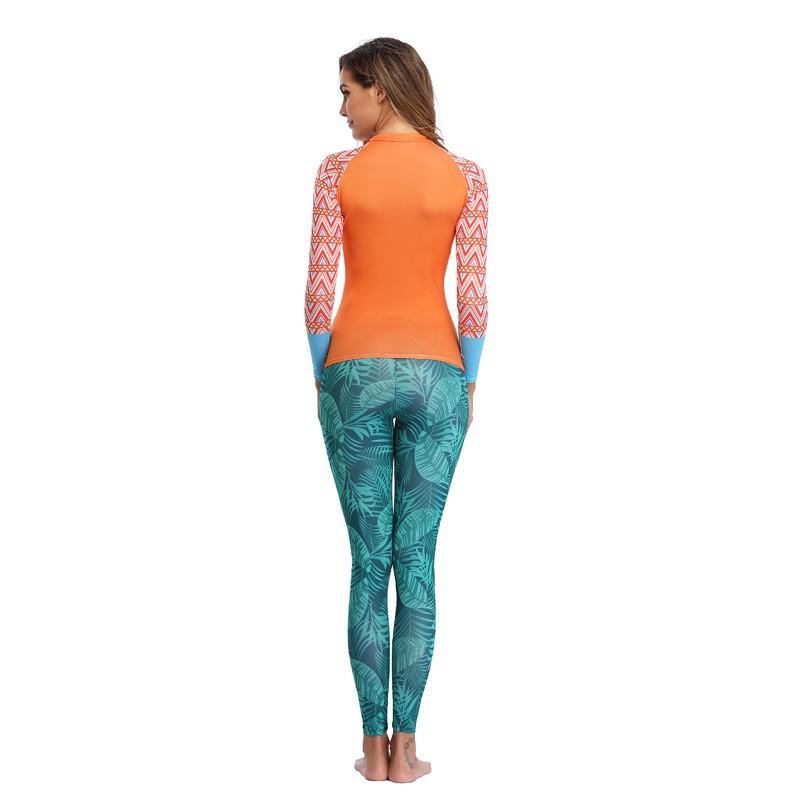 Damen Langarm Rash Guard Set Getrennte Bademode Surfen Schnorcheln Wassersport