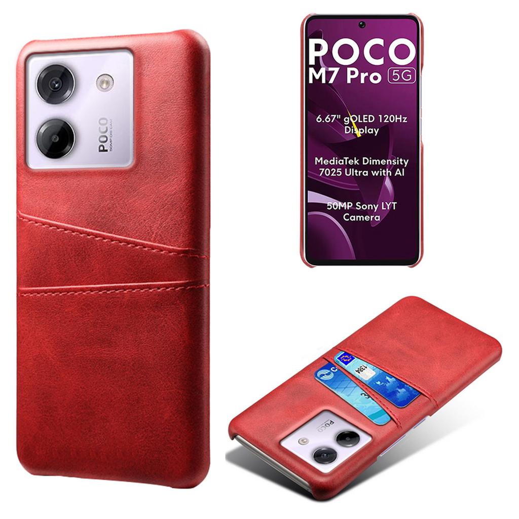 For Xiaomi Poco M7 Pro 5G Case Dual Card Slots PU Leather+Hard PC Phone Cover