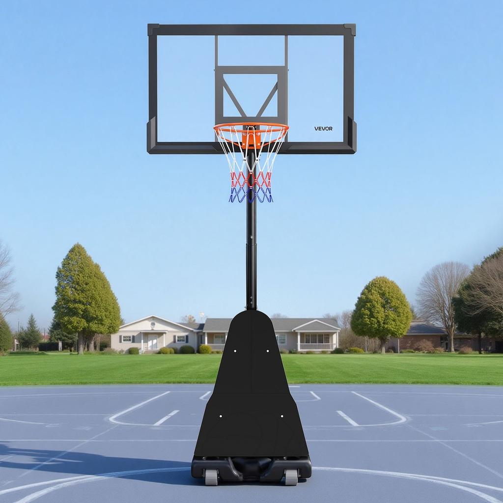 Tragbarer Basketballkorb, Höhenverstellung 3,05 m Basketballkorb & Korb, Basketballkorb Outdoor mit 1270 mm PC-Rückwand für Kinder, Erwachsene in