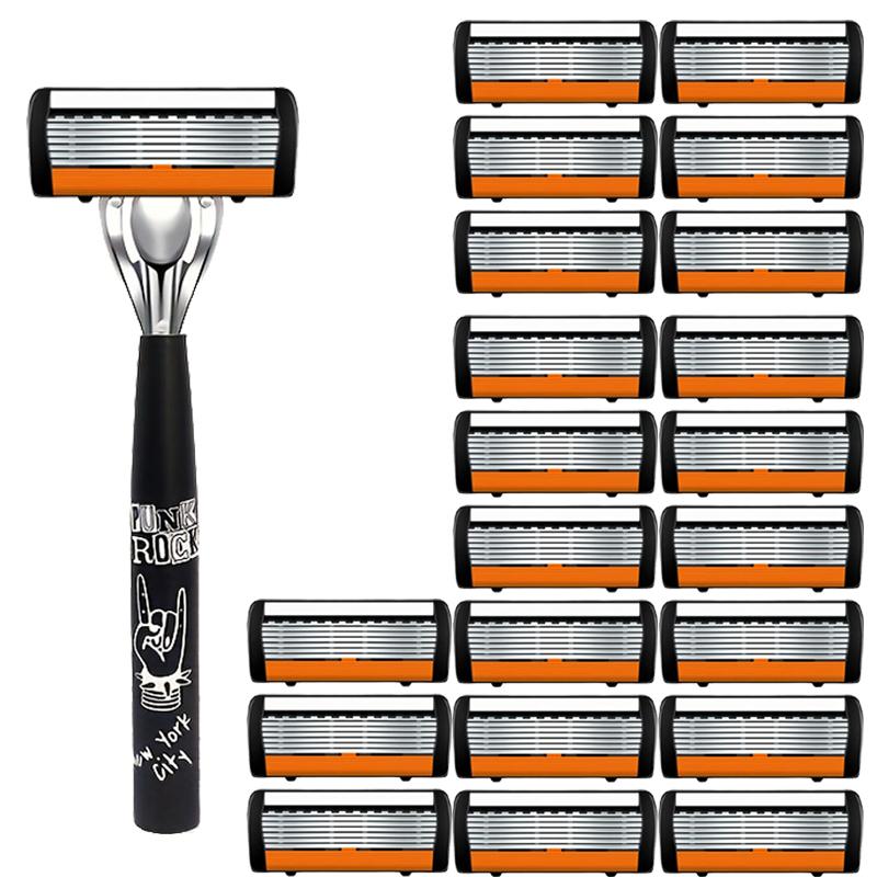 Men Shaver Razor Barber Tools Facial Hair Razor 7 Layers Blades High Quality Antique Shaving Knife Shaver With Replacement Head
