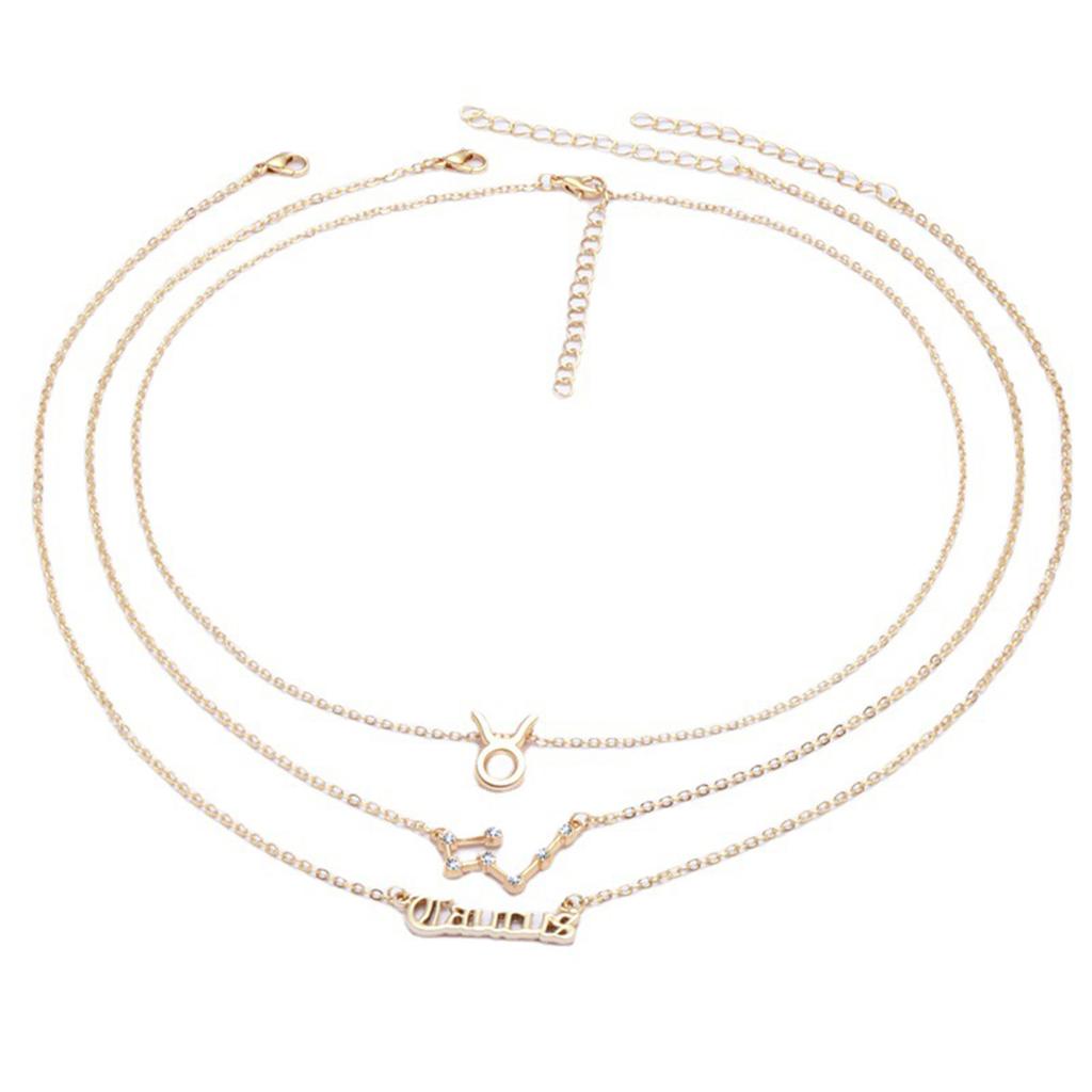 3Pcs 12 Constellation Pendant Necklace Exquisite Letter Horoscope Sign Jewelry