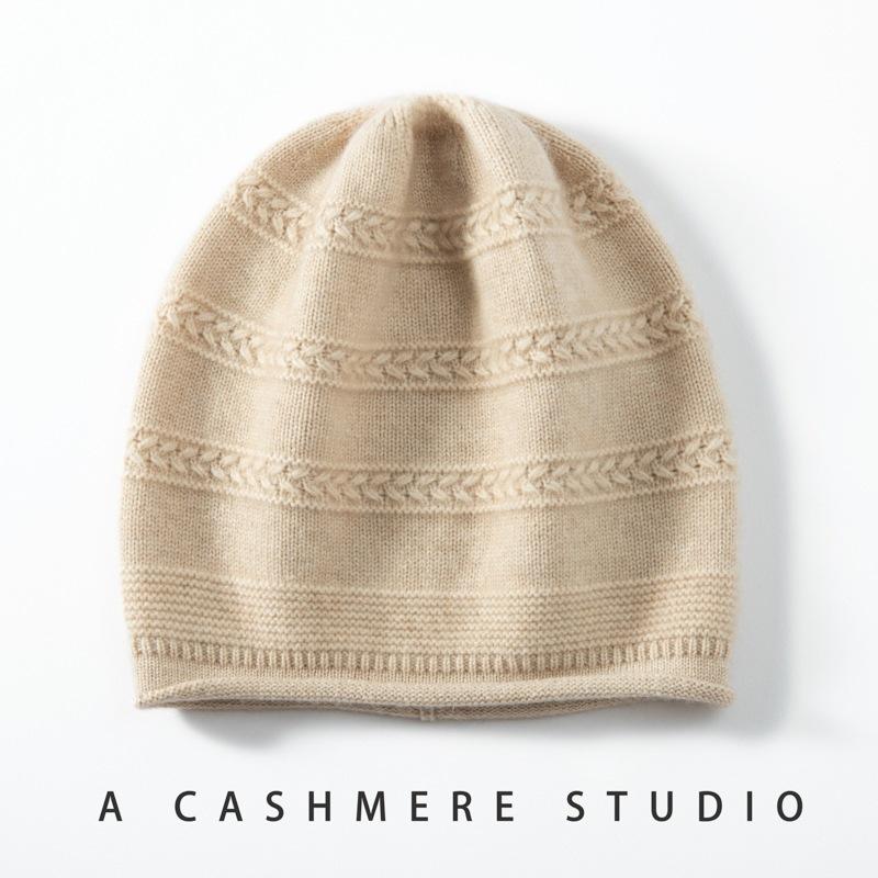 Autumn and Winter Popular Cashmere Hat Women's Fashion Twisted Bag Head Hat Thermal Ear Protection Wool Hat Solid Color Versatile Hat