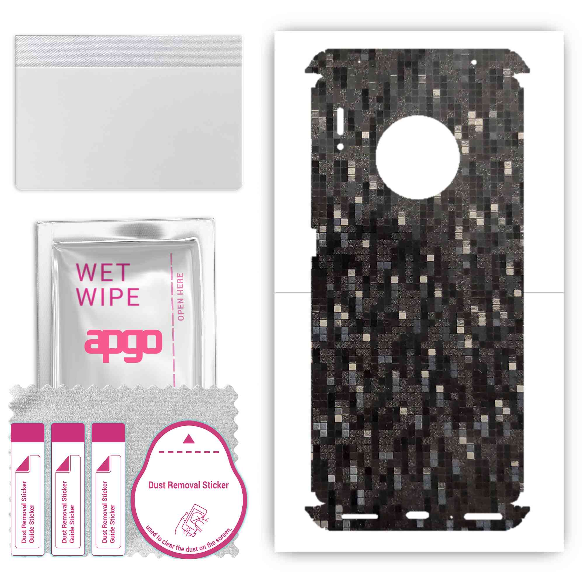 

apgo Protective Skin Sticker for the back+sides compatible with Huawei Mate 30 Pro 5G, Full Wrap Film, Foil, Vinyl - Pattern Carbon Black Pixel