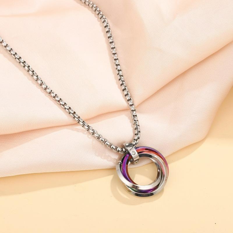 1Pcs Creative Three-Ring Crystal Pendant Necklace - Simple, Elegant, Unique Pendant - Retro Pendant Necklace
