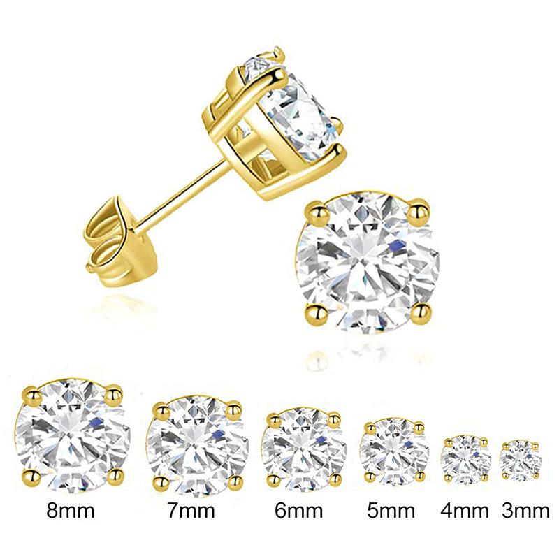 

Four-claw round diamond zircon stud earrings set 6 pairs of autumn and winter high-end fashion piercing European and American earrings
