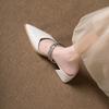 Beautiful fashion and high sense bag head half slippers women wear sandals summer with skirts high heels single shoes
