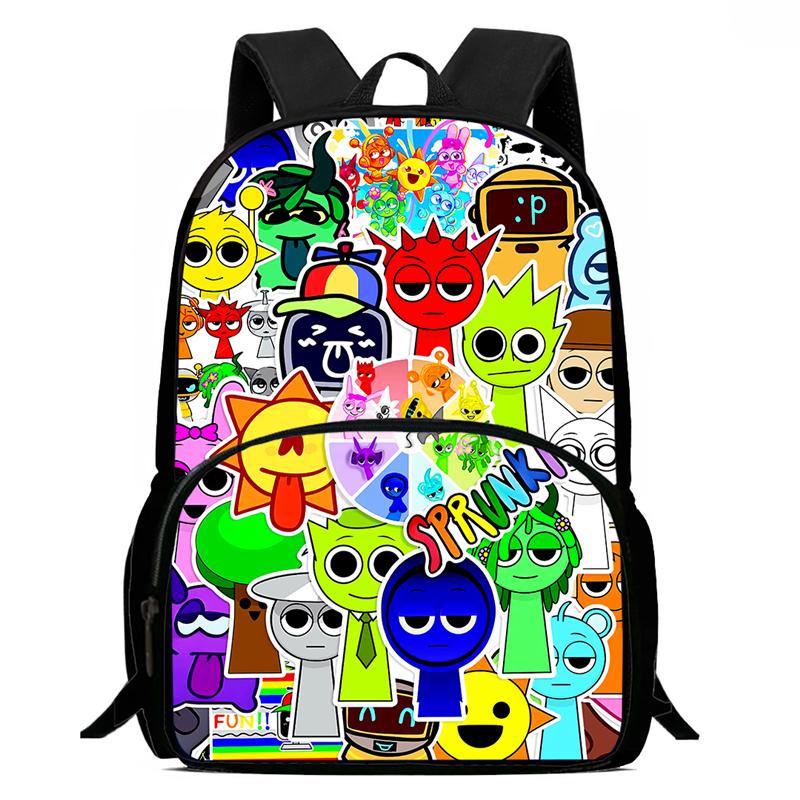 Zaini Scolastici Cartoni Animati per Bambini Sprunki Stampato Zainetto per Bambini, Zaini di Grande Capacità per Studenti dell'Asilo, Borse per Bambini e Bambine