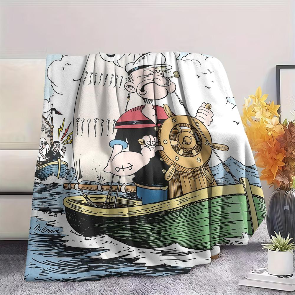 Popeye the Sailor Flannel Blanket, High quality Comfortable for All Seasons, Home Decor, Warmth and Comfort