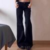 Women's Loose Versatile Straight Flared Pants Black Low Waist Wide Leg Slightly Pulled Jeans