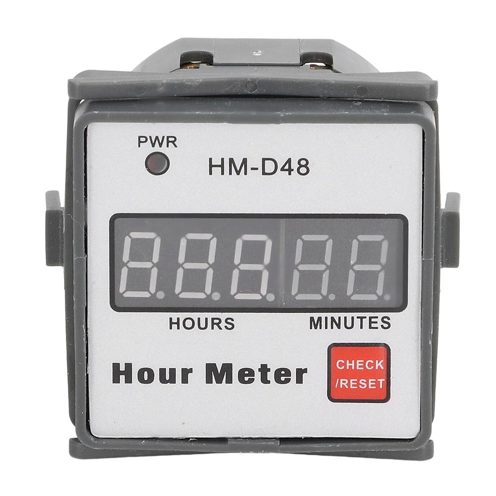 Hour Meter Gauge Digital Display 0‑999.99h Timer Hourmeter AC 220V 50Hz HM-D48