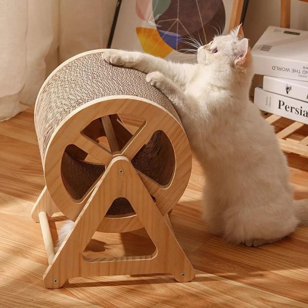 Massivholz Training Katzen Klettergerüst Großkatzen Kletterrad Haustier Laufband Interaktives Katzenspielzeug Bahnen Spiele Haustierbedarf